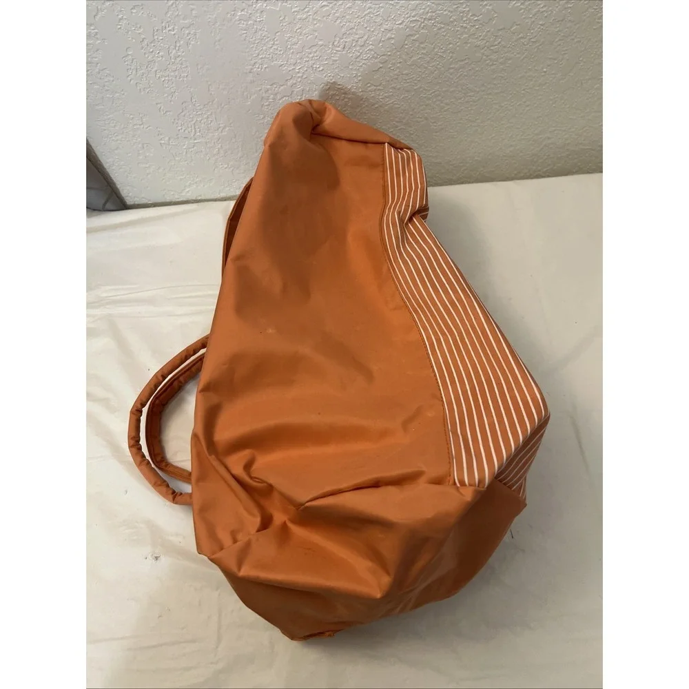 Vintage Jordache Duffel Bag Orange White Striped Retro 80s 90s ORIGINAL Zipper